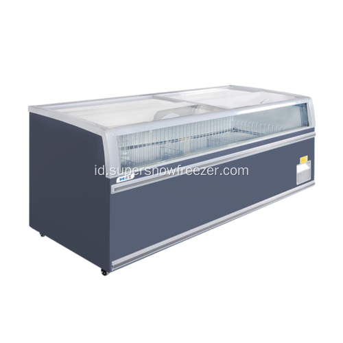 Transparan Empat Sisi Kaca Deep Display Freezer